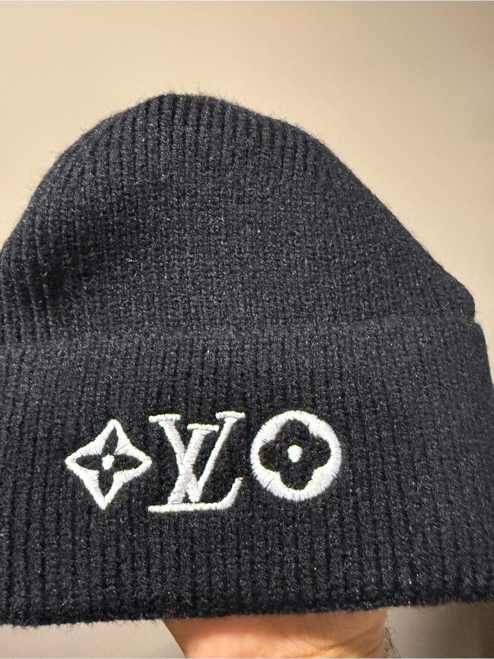 Loewe Navy Ribbed Knit Beanie with Embroidered Logo - Picture 6 of 6